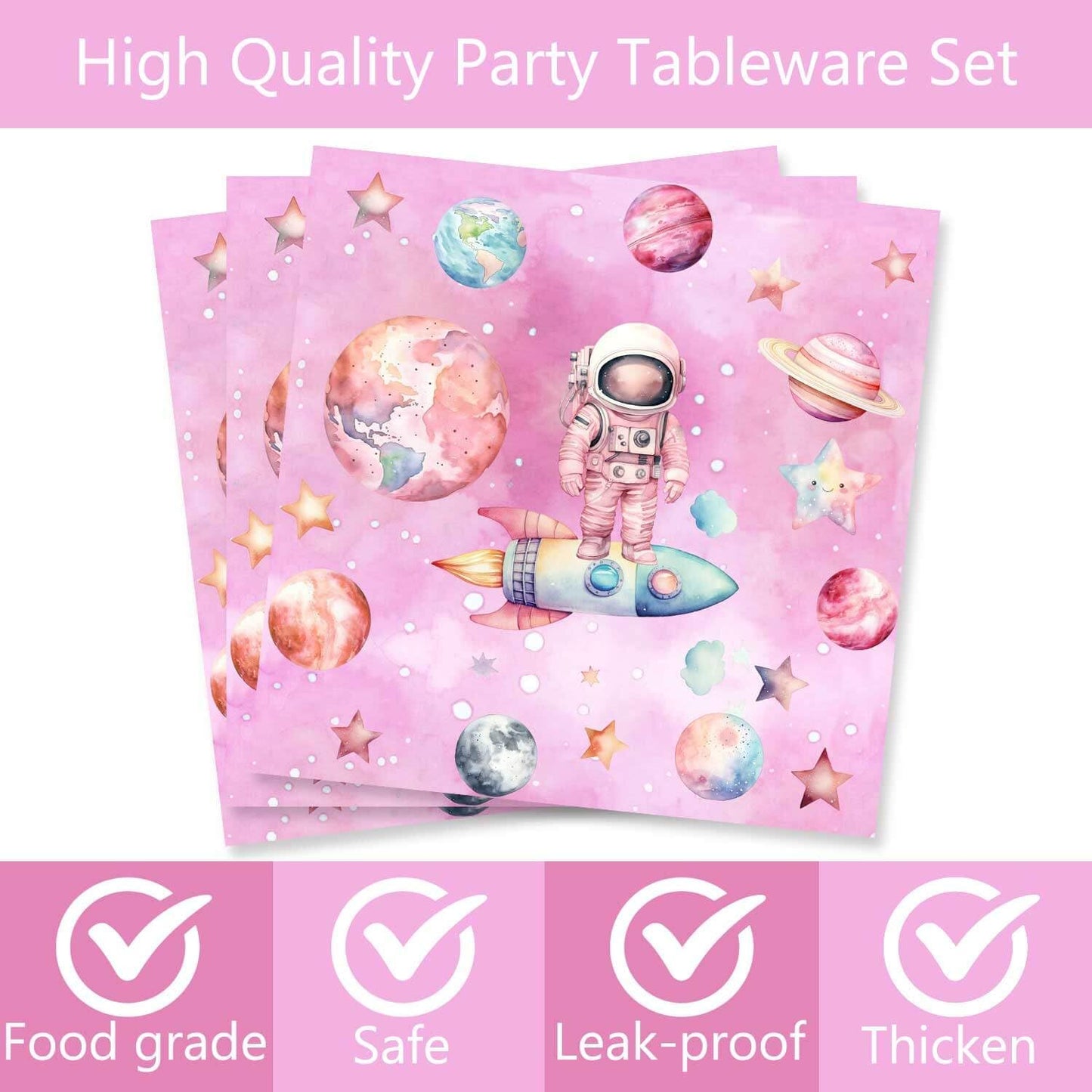 80 Pcs Outer Space Girls 2nd Birthday Party Supplies Two the Moon