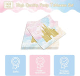 168pcs Princess Party Decorations Castle Paper Plates Napkins