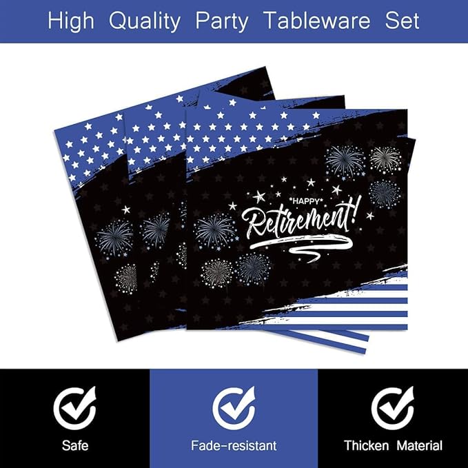 96Pcs Happy Retirement Party Decorations Black and Navy Blue Police