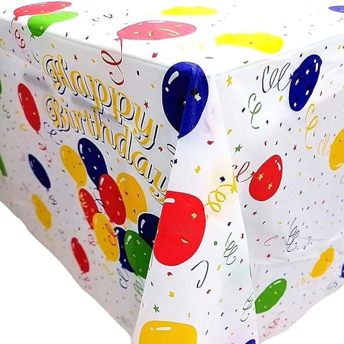 2 Pack Happy Birthday Plastic Tablecloth, 54x108 inch Rectangular