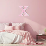 Qunclay Pink Crystal Diamond Letter Wall Decor, Glitter Wooden Bling