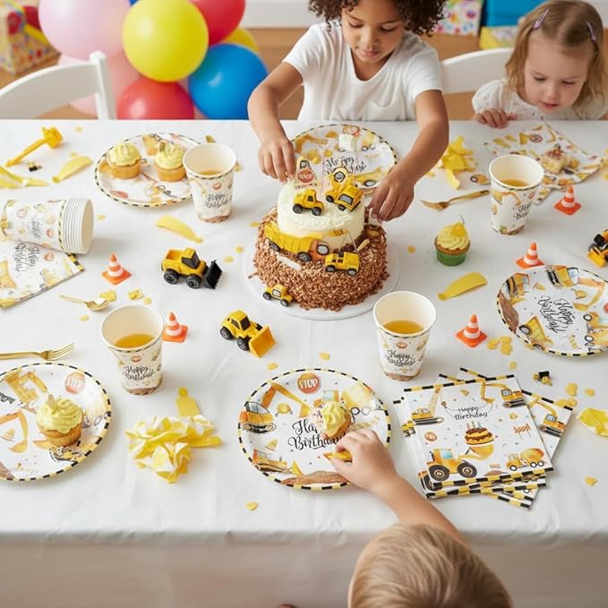 96PCS Construction Birthday Party Supplies Construction Party