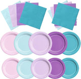 Mermaid Birthday Decorations 150Pcs Pink Blue Purple Plates and