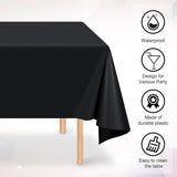 16 Pack Black Plastic Tablecloth for Rectangle Tables, Premium