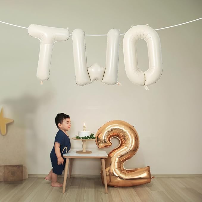 40 Inch Beige Letter Balloon, Cream White Sand Alphabet With Ribbon