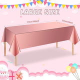 3 Pack Rose Gold Plastic Tablecloth, Dusty Pink Disposable Rectangle