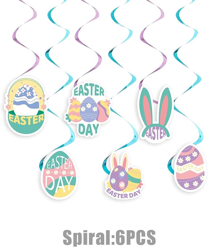 55PCS Easter Party Decorations Set Bunny Egg Banner Cake Toppers