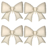 4Pcs Giant Bow Balloons, 97.5cm/38in Big Elegant Coquette Theme Cream