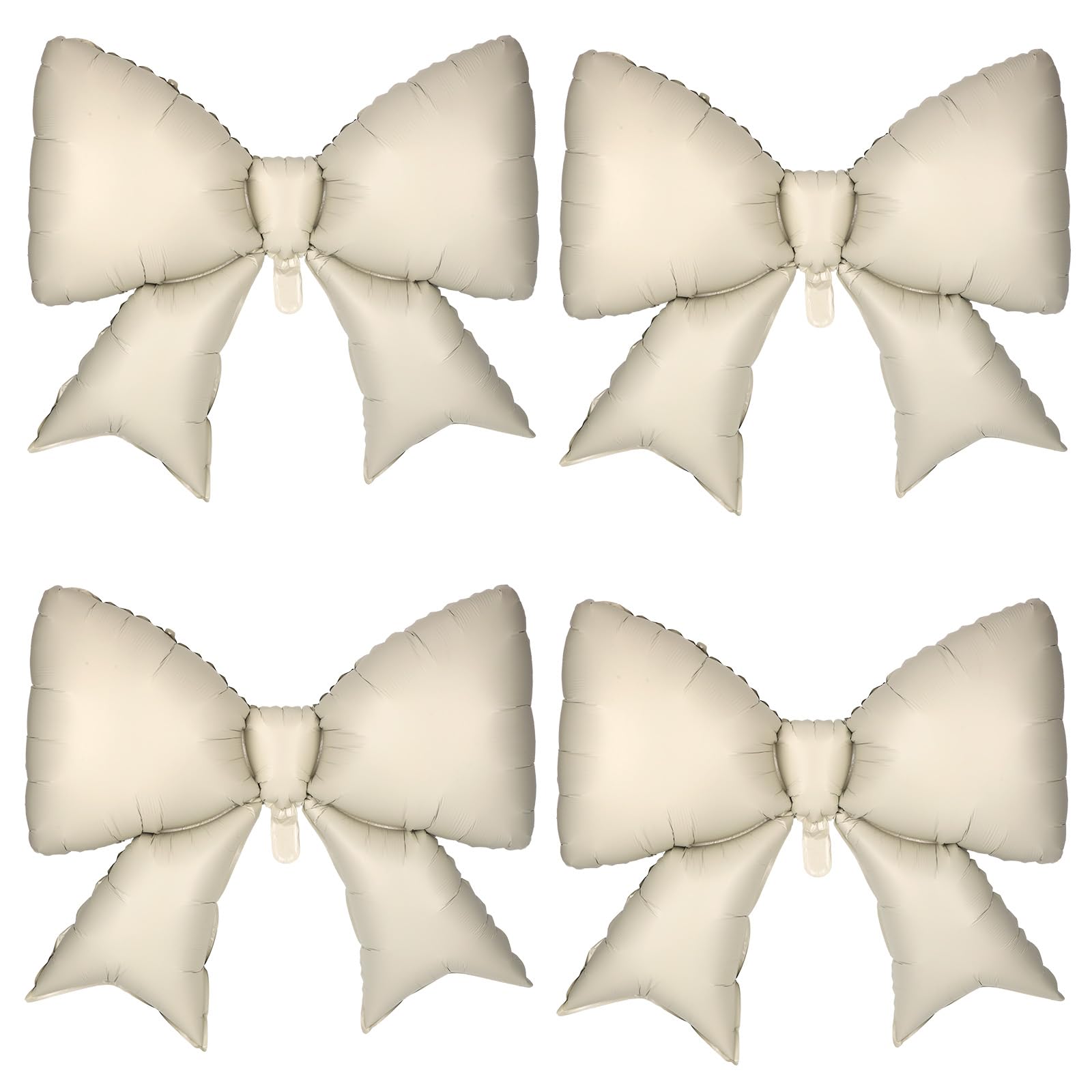 4Pcs Giant Bow Balloons, 97.5cm/38in Big Elegant Coquette Theme Cream