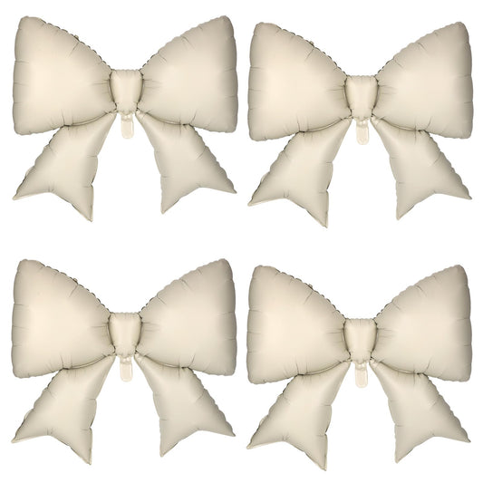 4Pcs Giant Bow Balloons, 97.5cm/38in Big Elegant Coquette Theme Cream