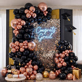 HILAVO Rose Gold and Black Balloons, 12Inch Metallic Rose Gold and