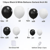 YMSZ Black and White Balloons Garland Arch Kit, 134pcs White Balloon