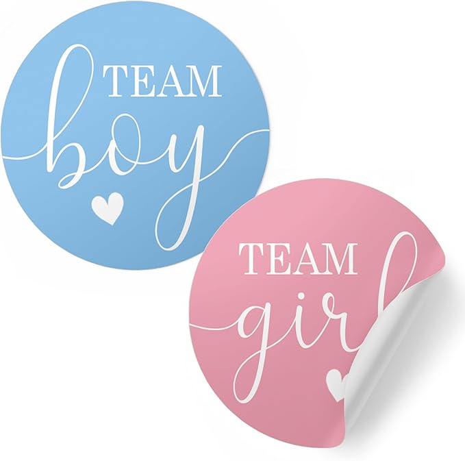 Pink or Blue Gender Reveal Party - Team Boy or Team Girl Stickers -