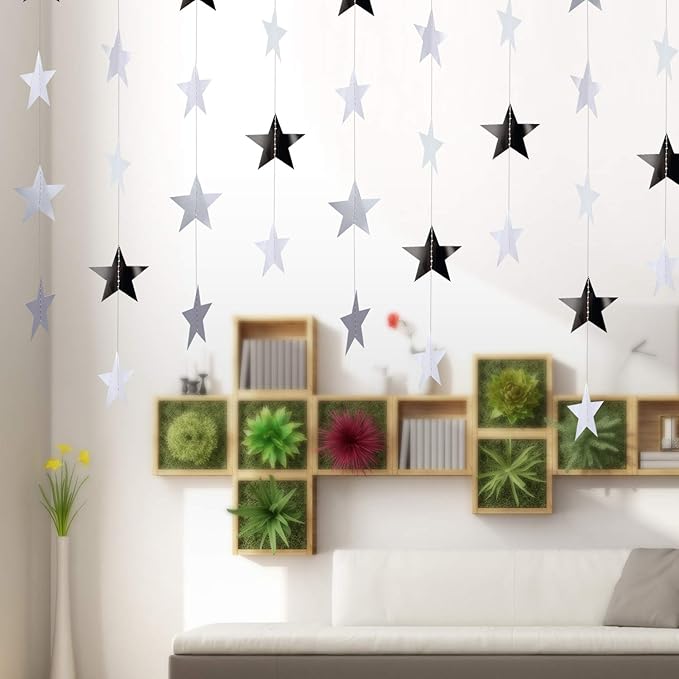 Patelai Glitter Star Garland Banner 2026 Graduation Decor 130 Feet Sta