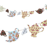SUNBEAUTY Tea Party Decoration Teapot Bunting Garland Spring Garden