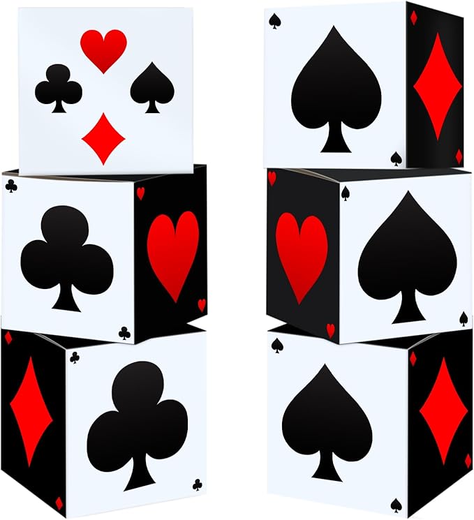 12 PCS Casino Theme Party Decoration 11.8 Inches Poker Favor Boxes