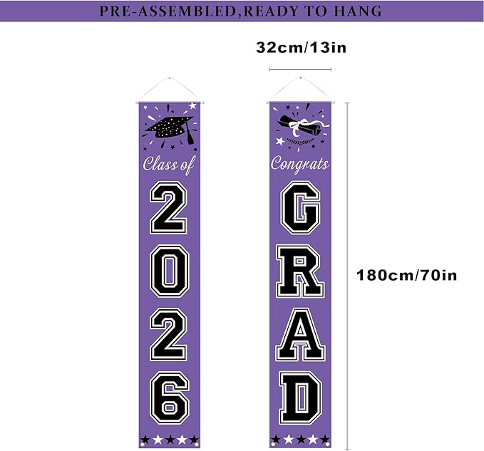 DAZONGE 2026 Graduation Decorations Purple - Graduation Porch Banners