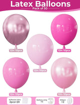 Pink Balloons Set - 12Inch Metallic Chrome Pearl Macaron Light Pink