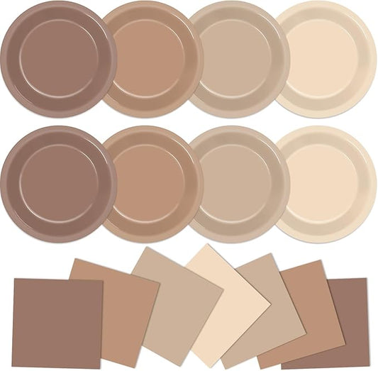 Qyeahkj 100Pcs Boho Baby Shower Decorations 7" Gradient Brown