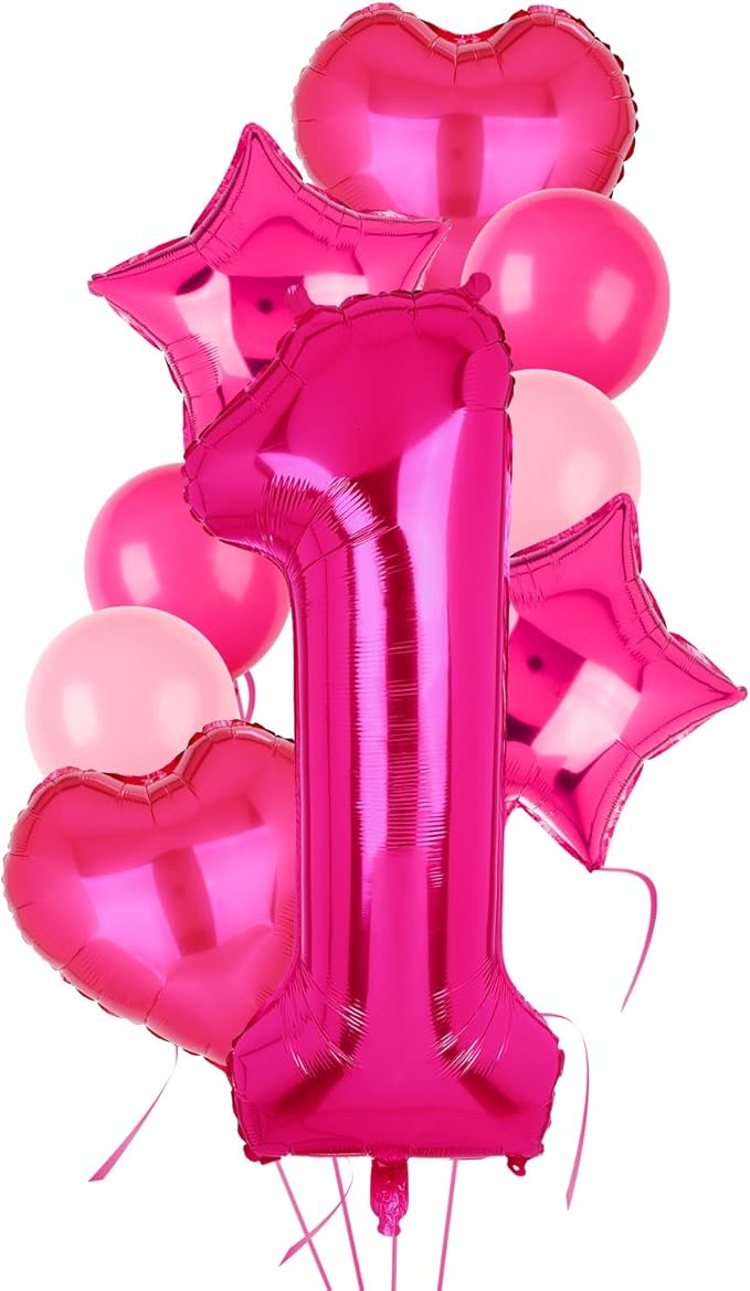 40 Inch Number Balloons Hot Pink 1 Anniversary Event Celebration