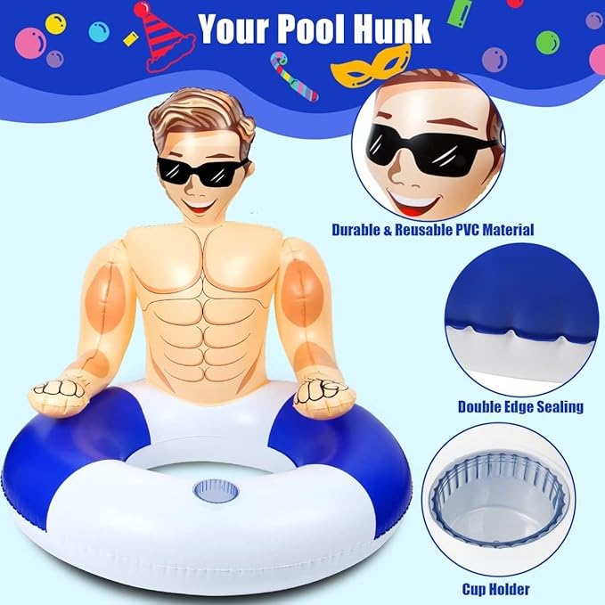 Silph PLC Pool Float, Inflatable Swim Ring with Cup Holder for Party,