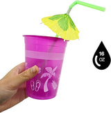 4E's Novelty 48 Packs Tropical Party Cups with Parasol Straws