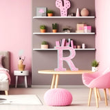 Qunclay Pink Crystal Diamond Letter Wall Decor, Glitter Wooden Bling