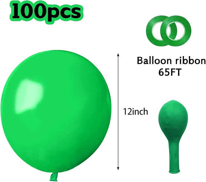 Green Balloons 12 Inch 100 Pack Thicken Latex Green Balloons for