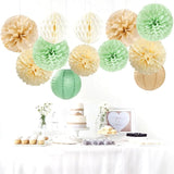 Sage Green Boho Party Decorations Paper Flowers Lanterns
