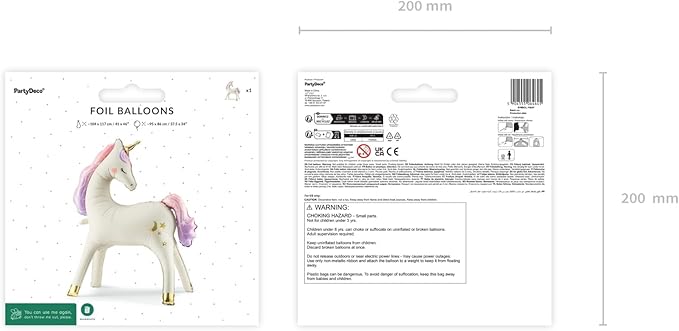 Giant Standing Unicorn Balloon PartyDeco 37.5x34 Inch Stylish White