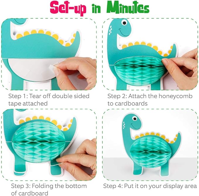 12 Pieces Dinosaur Party Honeycomb Centerpieces Table Decorations