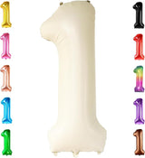 KatchOn, Cream Number 1 Balloons for 1st Birthday - Giant 40 Inch |