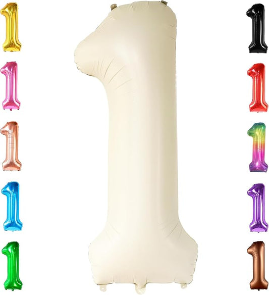 KatchOn, Cream Number 1 Balloons for 1st Birthday - Giant 40 Inch |