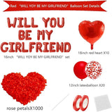 Letter Balloons - Will You Be My Girlfriend 18“ Red Heart Foil