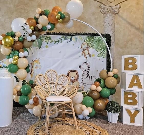 Funhot Green and Brown Balloons Set, 60PCS Sage Green Brown Gold