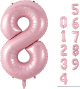 Pastel Pink 8 Balloons, 40" Giant Helium Foil Number 0-9 Light Pink