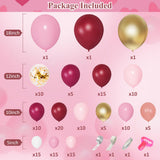 Amandir 162Pcs Burgundy Balloon Garland Arch Kit, Light Pink White