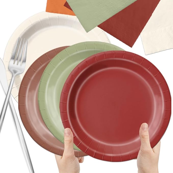 Fall Wedding Decorations 60Pcs Sage Green Orange Plates & Napkins