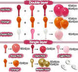 Pink Orange Balloon Garland Double Stuffed Hot Pink Orange Gold