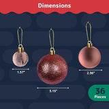 Prextex 36-Pieces Champagne Christmas Ornaments Set - Shatterproof,