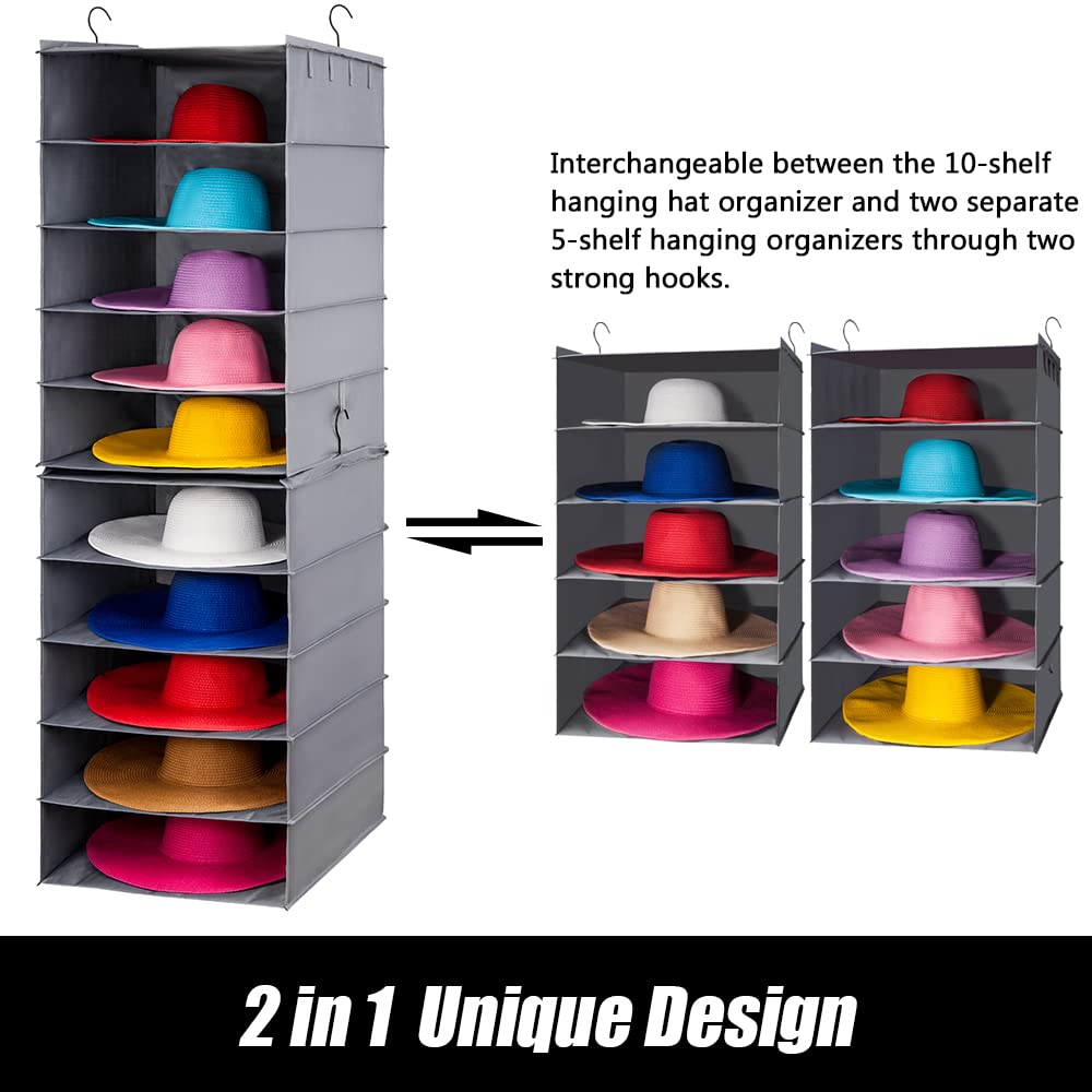 LADYBRO Large Hat Storage for Closet Hanging Organizer for Wide Brim