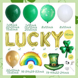 136Pcs St Patrick's Day Balloon Arch Garland Kit Green Gold White