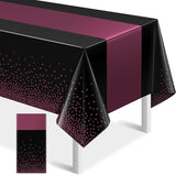 1Pcs Black and Maroon Tablecloth Party Decorations,Plastic Black