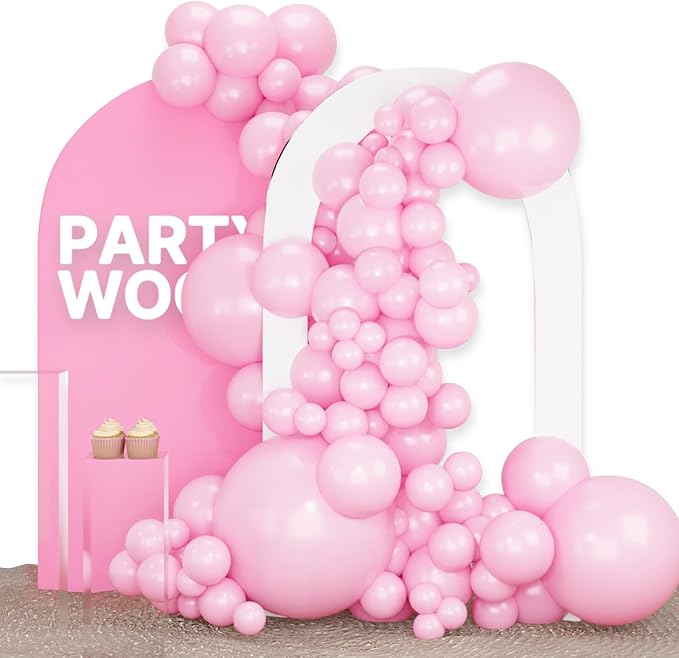 PartyWoo Baby Pink Balloons 100 pcs Different Sizes of 36 18 12 10 5