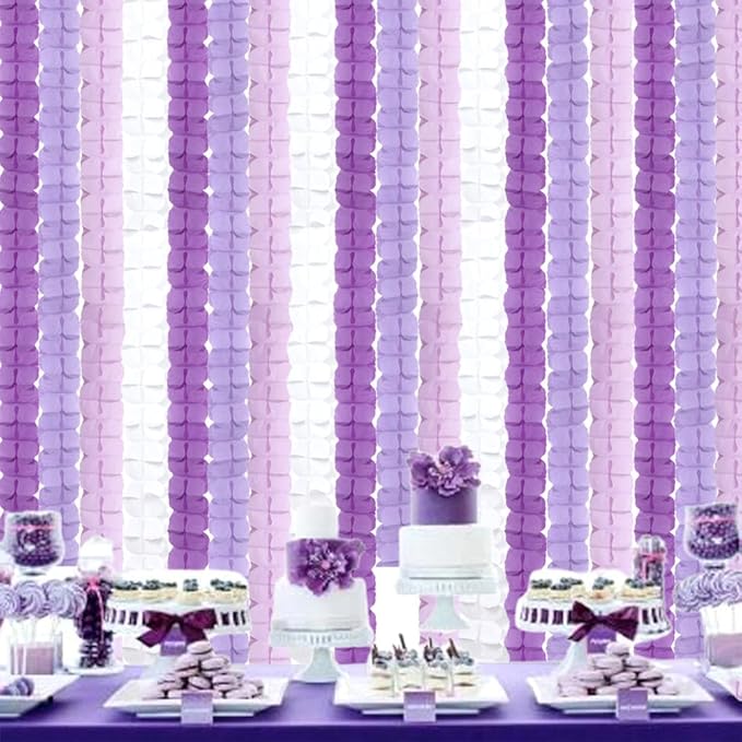 Purple White Lavender Party-Decorations Streamers-Garland - 12pcs