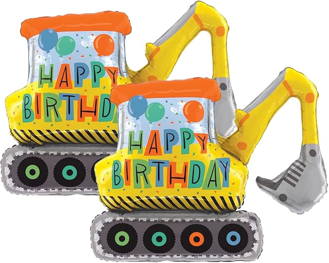 Set of 2 Happy Birthday Construction Excavator 31 Foil Party