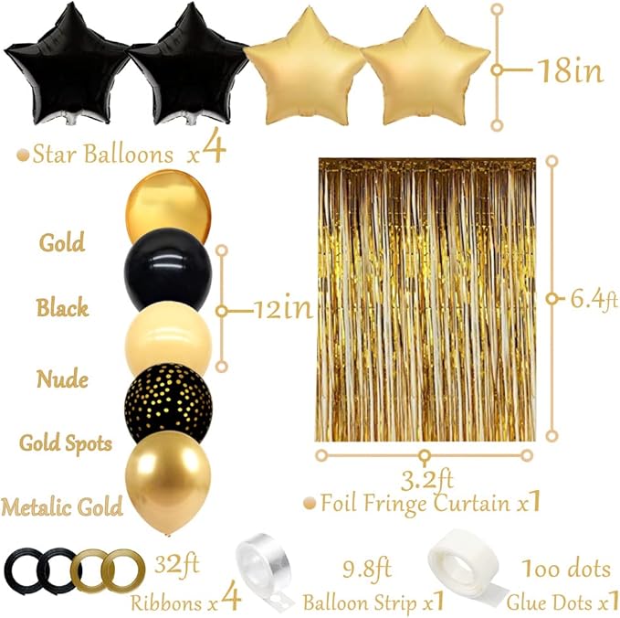 Black and Gold Party Birthday Decorations Men Black Happy Birthday
