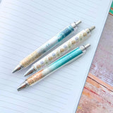 8PC Glittery Beach Pens Cute Sparkly Sea Shells Coconut Trees Sea