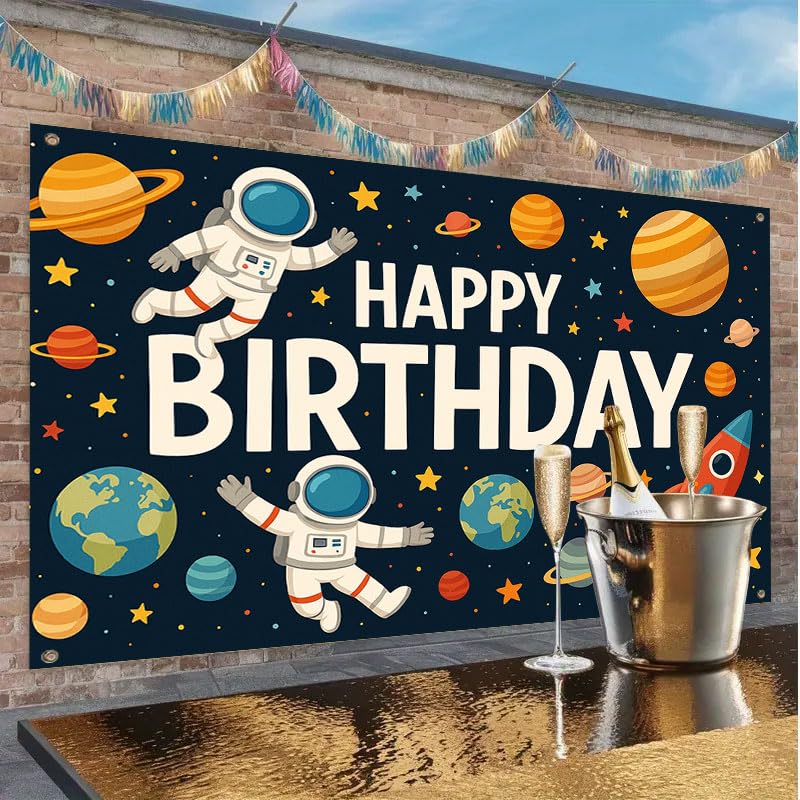 Space Birthday Decorations Banner 71x43 Inch, Large Outer