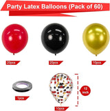 Bezente Red Black and Gold Latex Balloons,60pcs 12 inch Red Black